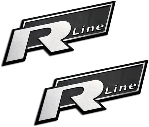 2 X (Pair/Set) R LINE Silver on Black Aluminum Auto Automobile Emblem Badge Nameplate for Audi A1 A2 A3 S3 RS3 A4 S4 RS4 A5 S5 RS5 A6 S6 RS6 Allroad A7 U2123 A8 S8 Q5 Q7 Quattro Coupe GT R8 GT TT TTS V8 50 72 75 80 90 S2 RS2 Cabriolet 100 200 5000 4000CS