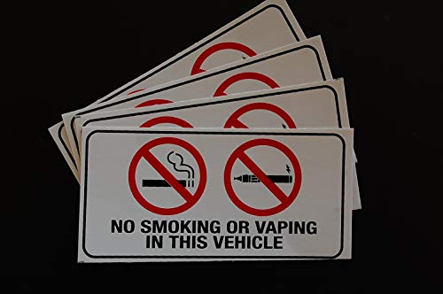 Five Star Graphics No Smoking in This Vehicle Sticker Set (4 Pack!) Vinyl Decal 3" X 1.5" Indoor Outdoor Waterproof (X4PS13) - Thumbnail 2