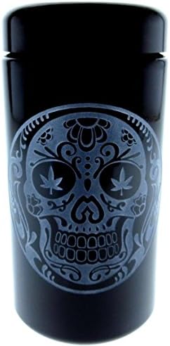 Dope Jars - Herb Storage, Stash Jar - with Dope Designs Deep Etched into the Glass (400ml, Skull)