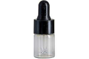 Wresty 2ml(5/8 Dram) Small Mini 15 Pcs Clear Glass Dropper Bottles Essential Oil Vials Travel Refillable DIY Cosmetic Sample Container Liquid Perfume Eye Droppers Bottle (black cap)