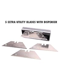 Vermont   Cúter plegable 2 en 1. Mejor Box Cutter con clip de cinturón, mango de madera y acero inoxidable. Funda de transporte, 5 cuchillas extra Set incluido.