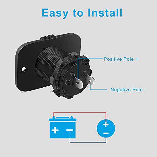 3-Pack Cigarette Lighter Socket, 12V Power Outlet Receptacle for Car Marine Motorcycle ATV RV, with Wire Fuse DIY Kit by Riseuvo - Thumbnail 4