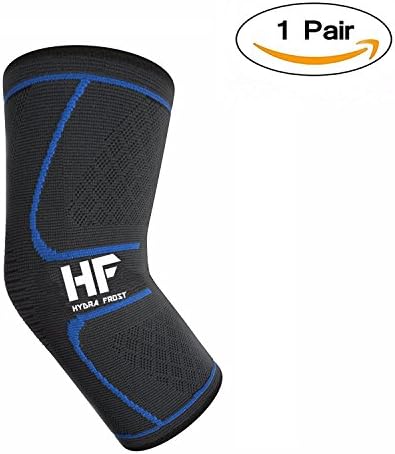 Elbow Compression Sleeve Brace Anti-Slip Silicone Support for Tendonitis, Joint Pain, Tennis and Golfer’s Elbow, Workout Weightlifting, Arthritis Prevention and Recovery for Men and Women (Small)