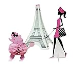 Creative Converting 265584 3 Piece Party in Paris Centerpiece Set, Pink/Black