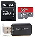 SanDisk 64GB Ultra Micro SDXC Memory Card works with GoPro HERO (2018) Action Camera UHS-I Class 10 100mb/s with Everything but Stromboli (TM) Card Reader