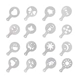 yueton Pack of 16 Cappuccino Coffee Barista Stencils Template Strew Pad Duster Spray