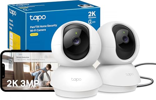 Tapo TP-Link C210P2 WLAN IP Kamera Überwachungskamera (Linsenschwenkung und Neigung, 3MP-Auflösung, 2-Wege-Audio, Nachtsicht zu 9m, bis zu 256 GB loka