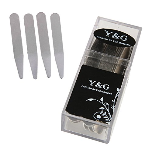 CS301 Soild Metal Collar Stays For Mens Gift in a Clear Plastic Box BY Y&G (CS3019-Silver)
