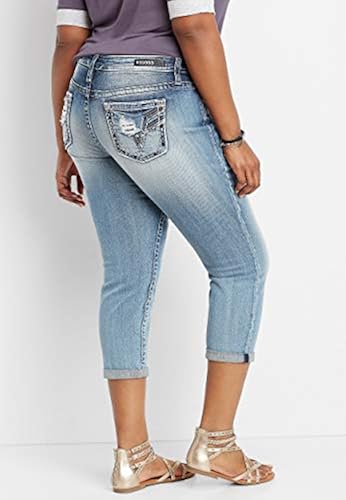 Plus Size Vigoss Busted Embellished Pocket Capri in Oman Whizz Jeans