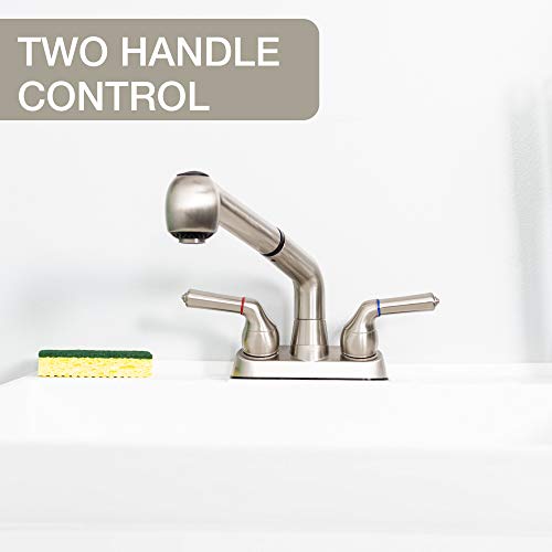 Universal Laundry Tub Faucet by VETTA, Double Handle Pull Out Spray