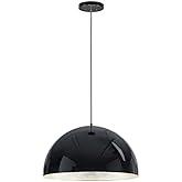 ET2 Hemisphere-20W 1 LED Pendant-24 Inches Wide by 13 inches high-Gloss Black/Aluminum Finish