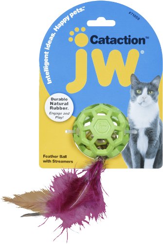 JW Pet Company Cataction Feather Ball with Bell, Cat Toy