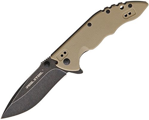 Real Steel RSK E77 Flipper liner lock folding knife G10 handle (Coyote)