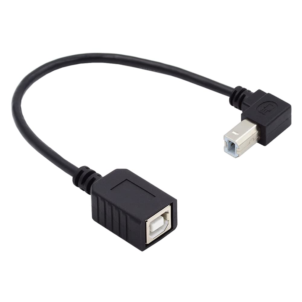 NFHK USB 2.0 B Type Male to Female Extension Cable Up Angled 90 Degree 20cm for Printer Scanner Disk