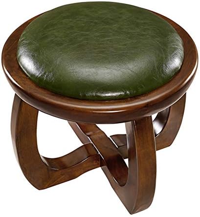 Upholstered Faux Leather Footstool, Retro Cube Ottoman Bench Shoe Change Stool Comfort Ottoman Pouf footrest -Green 36.5x31.5cm(14x12inch)