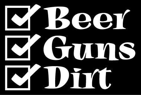 Beer Guns Dirt Hunting Vinyl Decal Sticker|Cars Trucks Vans Walls Laptops|WHITE|5.5 In|KCD592