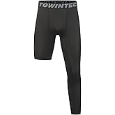 Towintec Youth Boys One Leg Compression Pants Kids Sports Tights Athletic Base Layer Leggings for Basketball Underwear