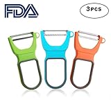 HEWADY Upgraded Magic Trio Peeler,Vegetable Peeler,Stainless Steel Blades with Non-Slip Handles Peeler for Potato Fruit