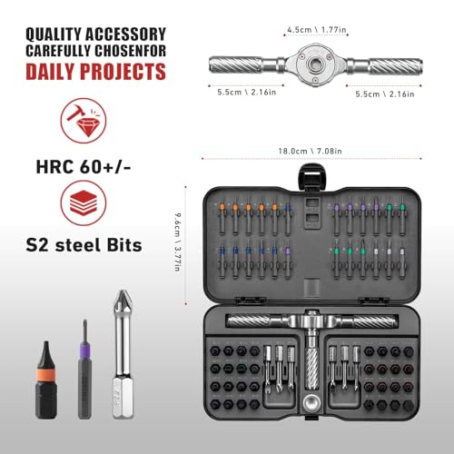 VMAN Ratchet Screwdriver Set, 66 in 1 magnetic Screwdriver sets, S2 Steel Bits, DIY Combination Flexible Shaft, Suitable for Furniture Assembly, Precision Electrical Appliance Repair, Bicycle Tools