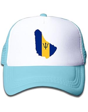 Flag Map Of Barbados Boy & Girl Grid Baseball Caps Adjustable sunshade Hat For Children
