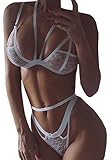 Bigyonger Women's Halter Strap Bikini Floral Lace Swimsuit Swimwear Sexy Lingerie