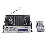 WINGONEER Mini Bluetooth Hi-Fi Stereo Audio AMP Amplifier Bass Booster MP4 12V Support FM/MP3/TF/USB/DVD for Car Motorcycle Car Auto CD DVD
