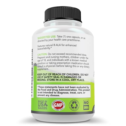 Simply Natures Pure Alpha Lipoic Acid 600mg 120 Veggie Capsules, Non-GMO Thioctic Acid 4 Month Supply