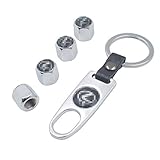 INCART Universal Steel (4pcs) Car Tire Valve Stem Air Caps Cover + (1pcs) Keychain for Lexus Silver