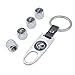 INCART Universal Steel (4pcs) Car Tire Valve Stem Air Caps Cover + (1pcs) Keychain for Lexus Silver
