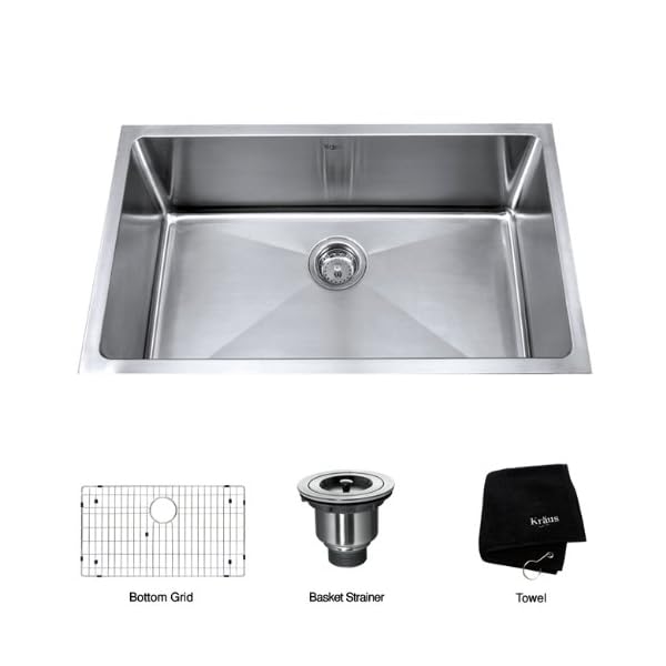 KRAUS 32 Inch 16 Gauge Undermount Single Bowl Stainless Steel Sink, KHU100-32 - Image 9