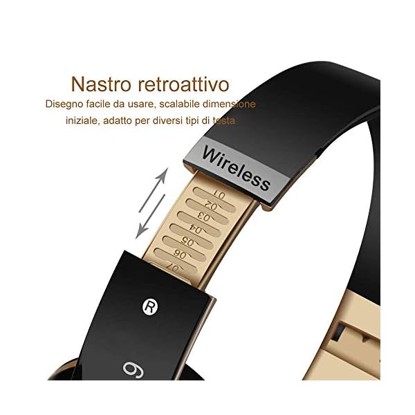 6S Over-ear Wireless Cuffie, Cuffie Wireless Bluetooth Cuffie Wireless  Stereo Pieghevoli ad Alta Fedeltà, Microfono Incorporato, Micro SD/TF, FM  (per iPhone/Samsung/iPad/PC) (Oro nero) - Cuffie Hi-Fi