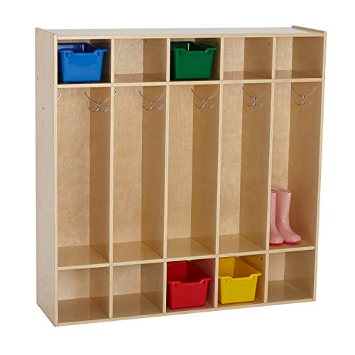 ECR4Kids Streamline 5Section Coat Locker, Classroom Furniture, Natural The Home Kitchen Store