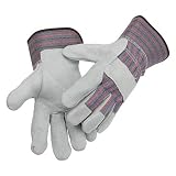 Leather Work Gloves 10.5" Size L Split Leather Design Heavy Duty Industrial Safety Gloves Fits Both Men & Women All-Season Perfect for Mechanics, Welding, Gardening, Driving, and More (1, L)