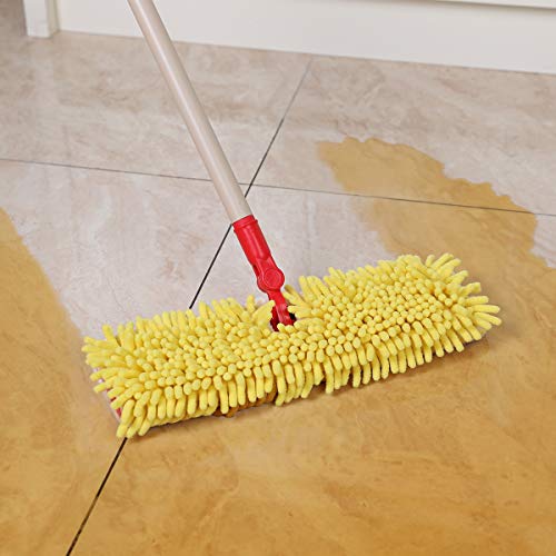 CLEANHOME Microfiber Flip Mop for Tile Floor with 2 Washable Mop Pads-Professional Hardwood Floor Dust Mop-360 Dry and Wet Cleaning Mopping,Yellow