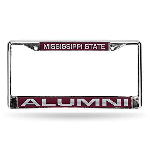 Rico NCAA Mississippi State Bulldogs Laser Cut Inlaid Standard License Plate Frame, Chrome, 6" x 12.25"