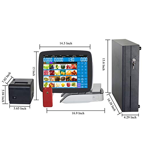 ZHONGJI Double Touch Screen All in one Retail Point of Sale System Cash Register pos syetem-Installed 58mmThermal Receipt Printer &80mm Thermal Printer, Cash Box for SMEs,Restaurant and Bars