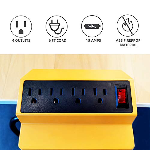 Desk Clamp Power Strip,Yellow Desktop Power Outlets Connect 4 Plugs,Removable Desktop Mount Multi-Outlets with 6ft Cord for Home Office Reading Outdoor,UL and ETL Listed