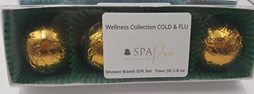 Wellness Collection EUCALYPTUS LEMON MENTHOL Vick's Burst (4-pack) Aromatherapy Fizzing Shower Bombs by Spa Pure Naturals