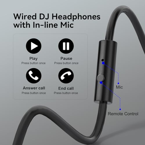 OneOdio Pro-10 Over Ear Wired Headphones for School Studio Monitor & Mixing DJ Stereo Headsets, 50mm Neodymium Drivers, in-Line Mic, 3.5mm/6.35mm Jack for AMP Computer Recording Phone Piano Guitar