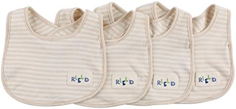 RIELD Soft Baby Bibs,100% Premium Colored Organic Cotton for Boys and Girls,Gift Set 4 Pack Comfortable Absorbent Drool Teething Bibs Burp Cloths for Infants Newborn and Toddlers,Brown Stripes