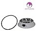 Cat Bowls Set By Petfuren - Non-Skid Stainless Steel Cat Dish 8 Ounce with Gray Color and Cute Cat Face for Pet Food & Water Bowl (Set of 2)