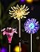 BRIGHT ZEAL [Set of 3] LED Color Changing Solar Stake Lights Outdoor (Dandelion, Lily, Sunflower) - Solar Light LED Garden Decor Statues - Patio Lights LED Outdoor Multicolor Changing LED Lights