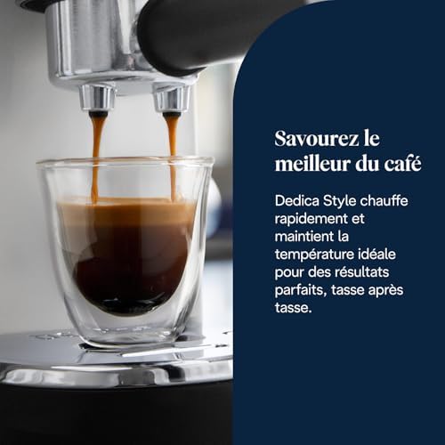 Dedica Style EC685.W, Machine à Café à Pompe en Acier Inoxydable Pour Café Moulu ou Dosettes, Machine à Espresso et Cappuccino, Réservoir de 1,3L, Système Anti-goutte, Blanc