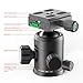 ODWARF Q02U Exquisite CNC Shaped Camera Tripod Ball Head with 1/4 Inch Arca Swiss Quick Fast Plate Includes Bubble Level,Max Loading 33lbs Ballhead for Tripod,Monopod,Slider,DSLR Camera, Camcorder