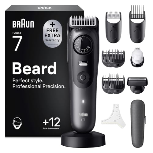 Braun Series 7 Beard Trimmer, +12 Barbering Tools, Grey, BT7545