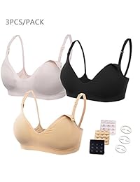 HOFISH - Sujetador de lactancia sin costuras, con clip en V, cuello en V, 3 unidades, extensores y clips