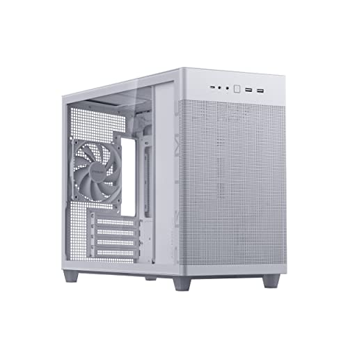 ASUS Prime AP201 White MicroATX Tempered Glass Edition unterstützt Grafikkarten bis zu 338 mm, 360 mm Kühler und Standard-ATX-Netzteile, werkzeuglose