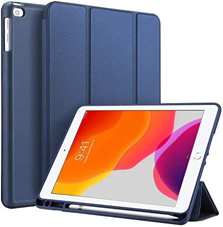iPad 10.2 Case 2019 with Pencil Holder, SIBEITU Slim Lightweight Smart Leather Shell Stand Cover Case with Auto Wake/Sleep TPU Back for iPad 7th Generation 10.2 inch 2019 Blue