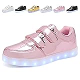 EQUICK Kids Light Up Casual Shoes Flashing Double Velcro LED Sneakers with 11 Colors Modes for Boys and Girls in Halloweens,D5001,L06,33