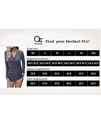 5 OUGES+Womens+Sleeve+V+Neck+Button